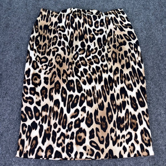 Chico's Leopard Scuba Pencil Skirt Women Size 0 Tan Brown Animal Print NWT - Picture 2 of 8